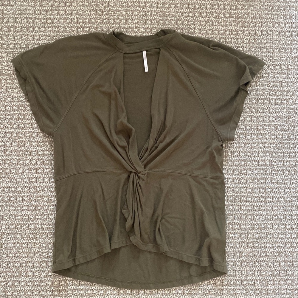 Free People Just A Twist Olive Green Top